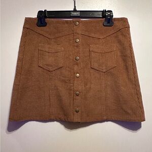 She + Sky Corduroy Button-Front Mini Skirt - Brown